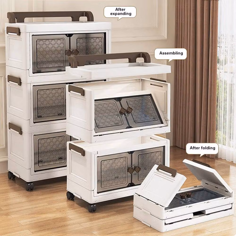 KORVIXA 4-Tier Large Folding Storage Box in White, W: 87 cm, D: 45 cm, H: 23 cm – 2