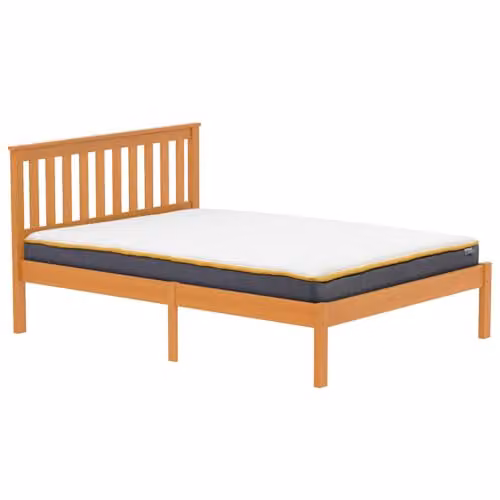 Birlea Denver King Size Solid Pine Bed Frame in Brown Lacquered Wood – 1