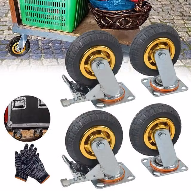 SPETLEK 4-Pack 6 Inch Swivel Caster Wheels in Black with 2 Brakes and 1000kg Load Capacity