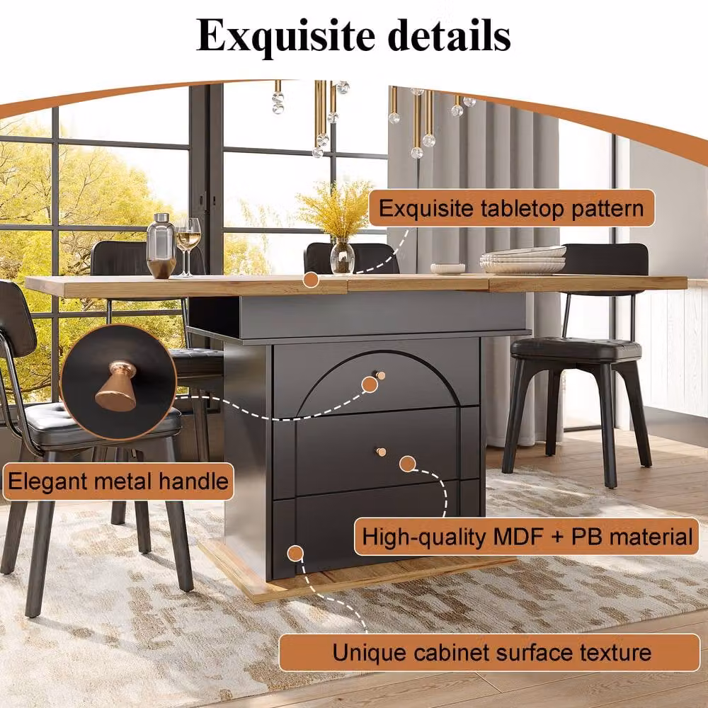 BTM Minimalist Extendable Telescopic Dining Table in Sand, W/D/H: 110 x 80 x 75 cm – 5