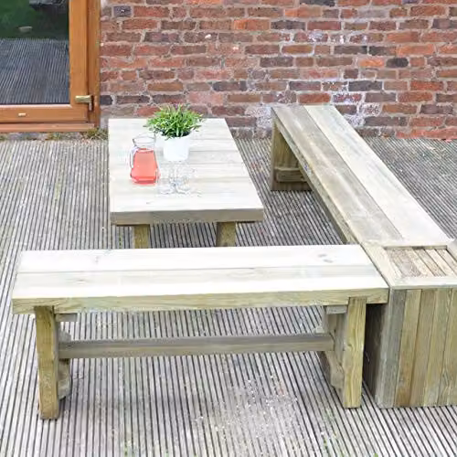 Forest Garden Low Level Sleeper Table, Brown, W/D/H: 120 x 40 x 45 cm – 3