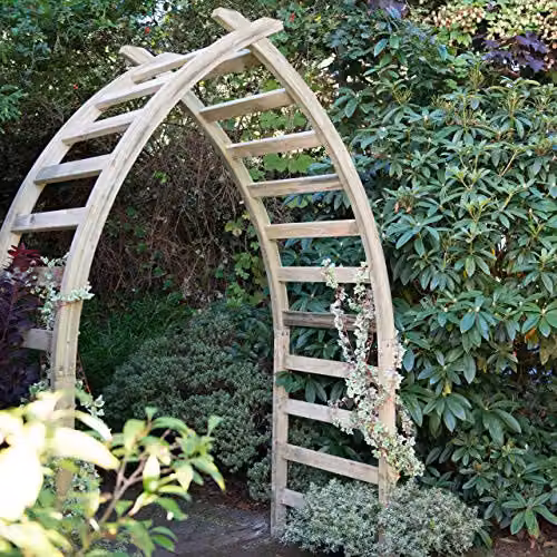 Forest Garden Whitby Arch Brown Pressure Treated Wood Trellis Support, H: 140 cm, W: 76 cm – 3