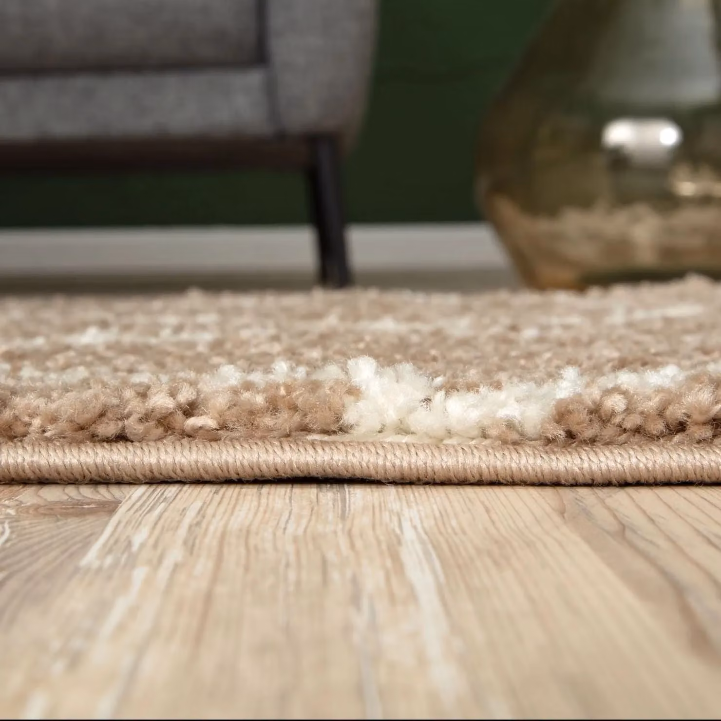 THE RUGS Moroccan Soft High Pile Shaggy Lattice Rug, Beige, W: 120 cm, D: 170 cm – 3