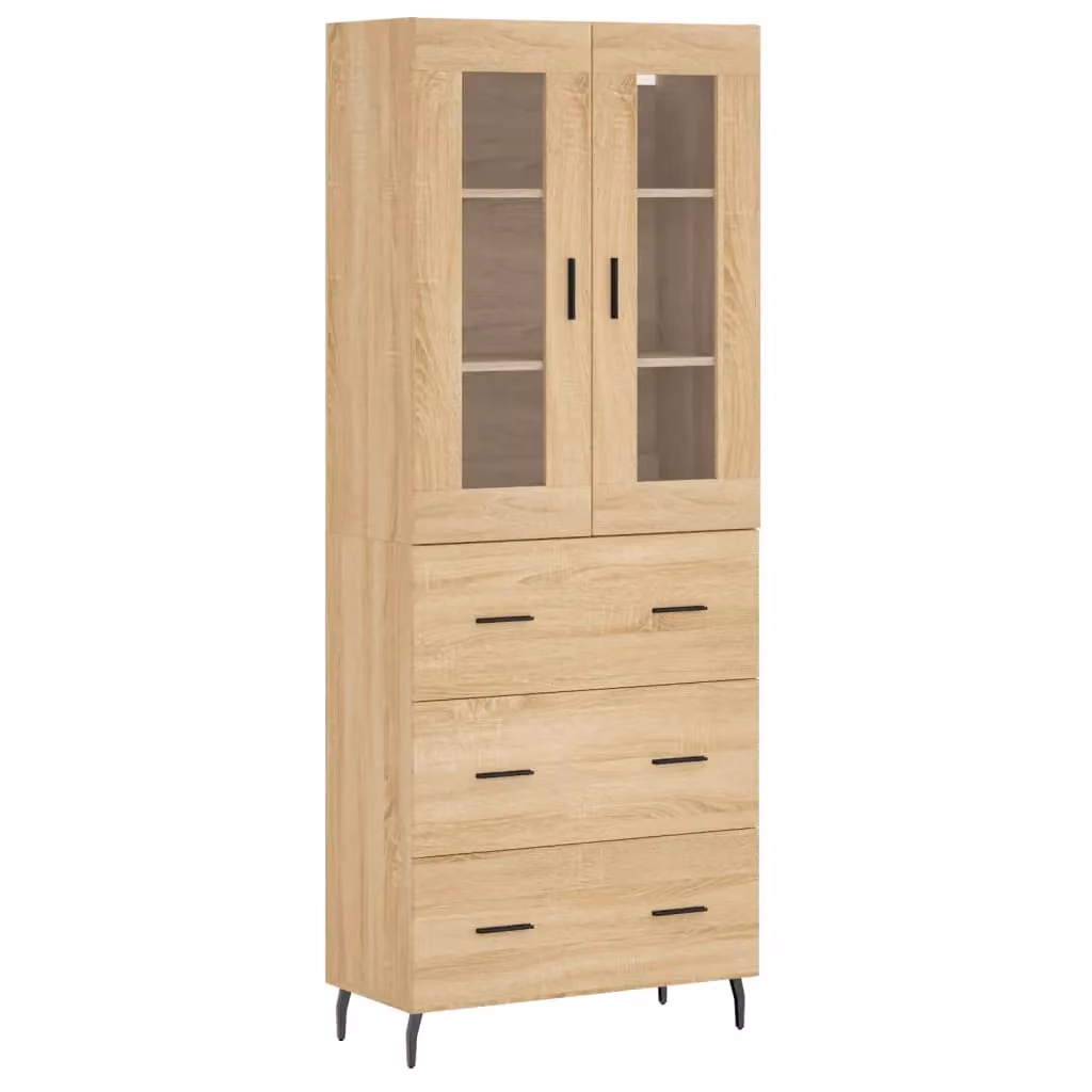 Berkfield Home Sonoma Oak Highboard in Brown, W/D/H: 69.5 x 34 x 180 cm – 2