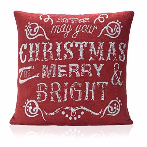 Luxury Living Red and Multicolour Christmas Velvet Cushion Cover, W/D/H: 45 x 45 x 45 cm