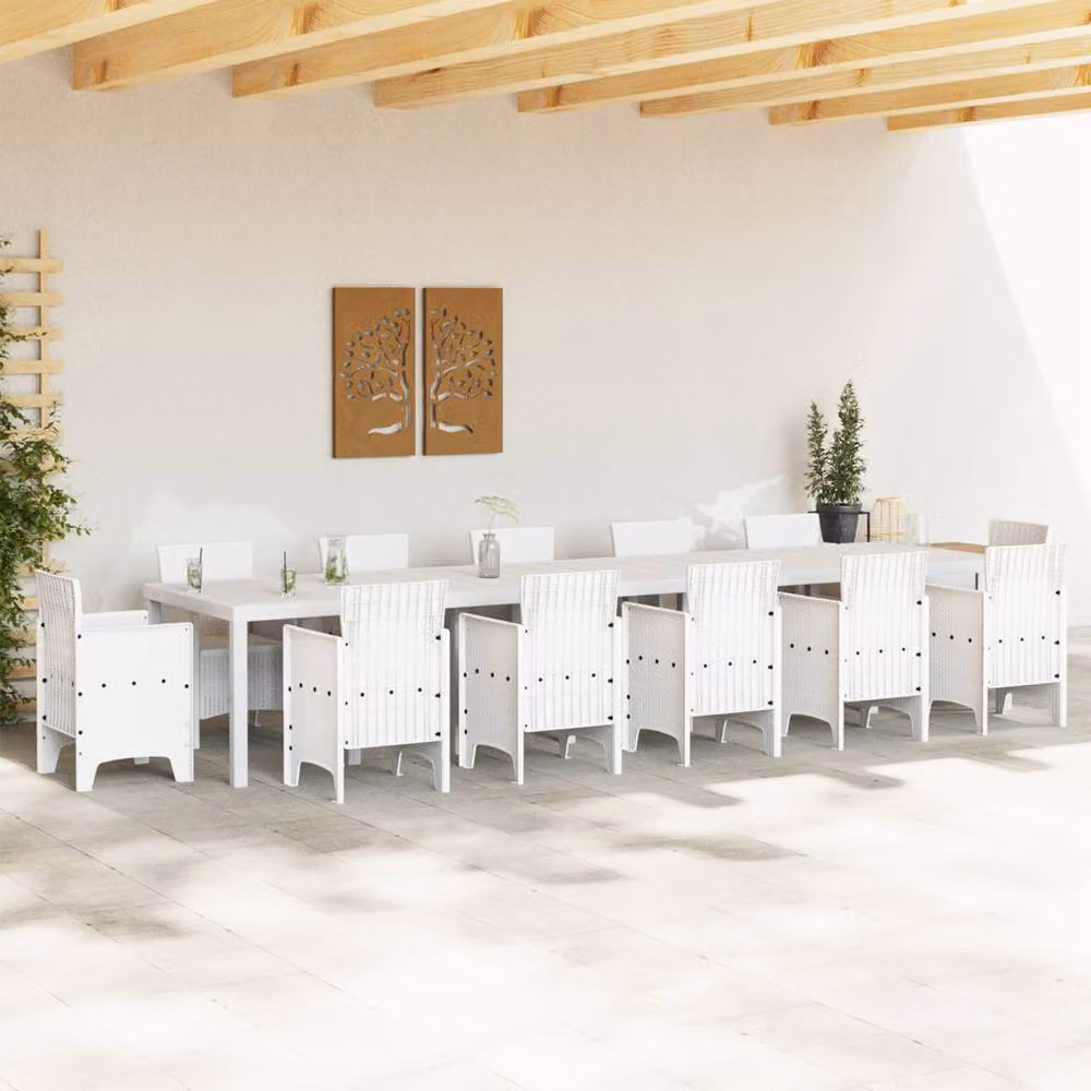 Berkfield Home Extendable White Poly Rattan Garden Table, W/D/H: 400 x 100 x 73 cm – 2