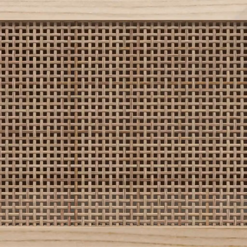 Berkfield Home Black TV Cabinet in Solid Pine and Natural Rattan, W/D/H: 80 x 30 x 40 cm – 3