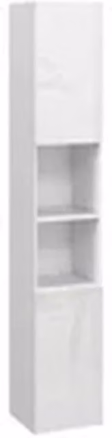 EONLION White High Gloss Freestanding Bathroom Cabinet with Adjustable Shelves and Hinged Doors