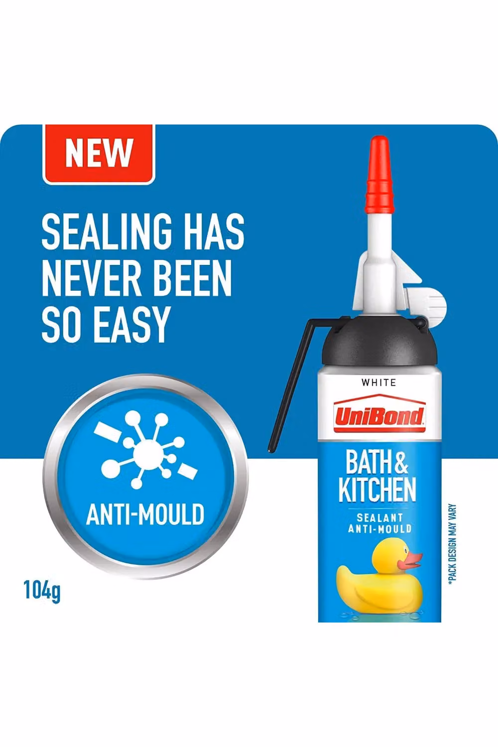 UniBond Mould Resistant White Silicone Sealant for Bath and Kitchen, 104g per tube, Pack of 3 – 2