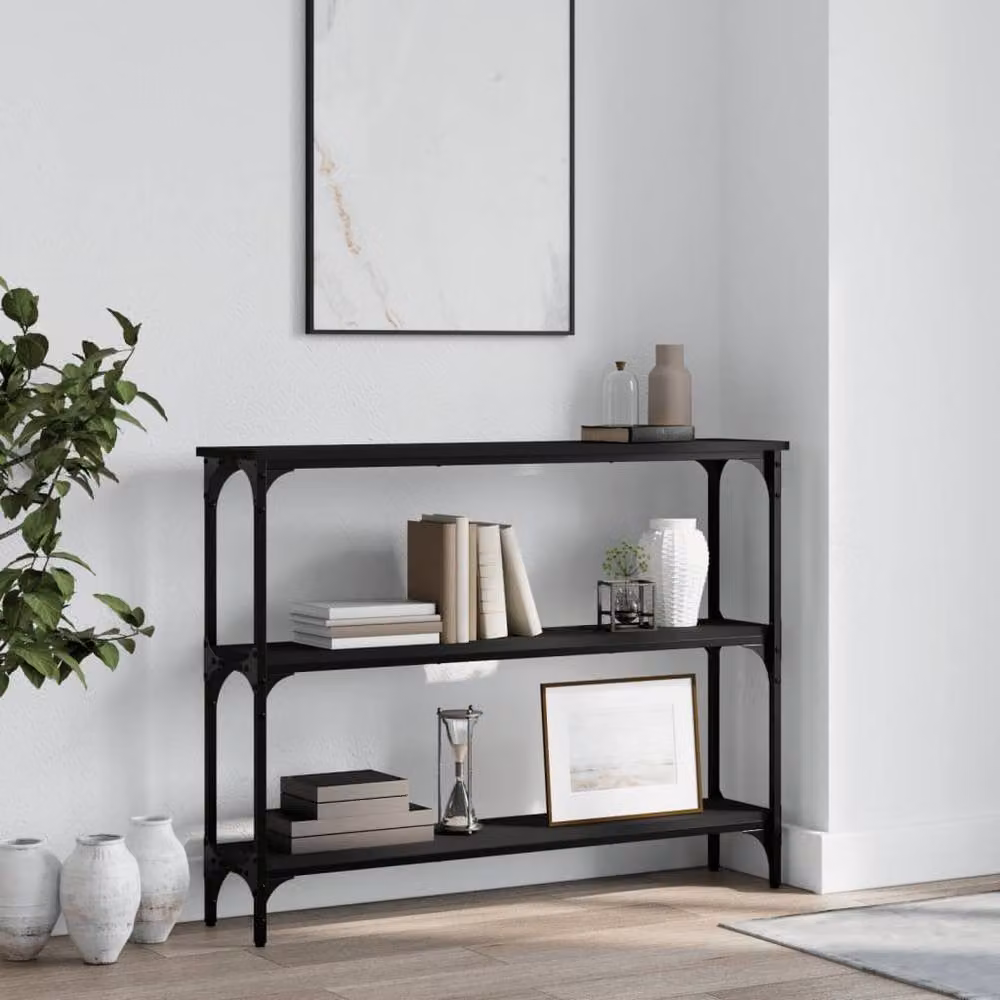 Berkfield Home Black Console Table in Engineered Wood, W/D/H: 100 x 22.5 x 75 cm – 2