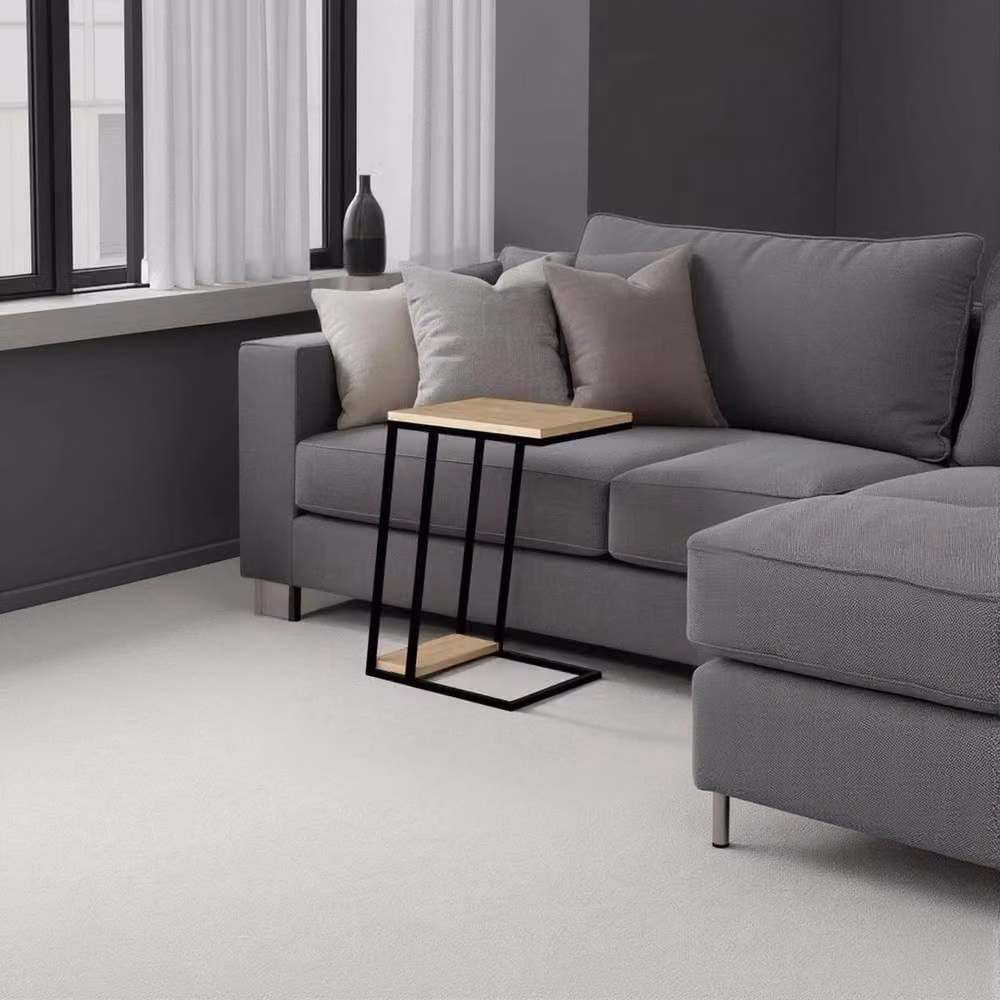 Havendro Oak 2 Tier Modern Sofa End Table with Metal Frame in Beige – 3