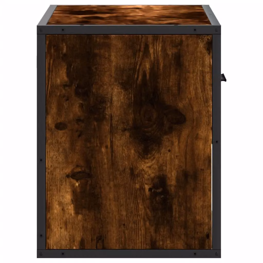 Berkfield Home Industrial TV Cabinet in Smoked Oak and Metal, Brown, W: 60 cm, D: 31 cm, H: 39.5 cm – 4