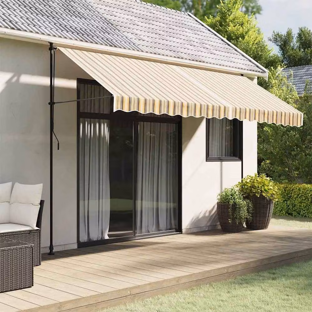 Berkfield Home Replacement Polyester Awning Fabric in Multicolour Stripe, W 4 m x D 3.5 m – 2