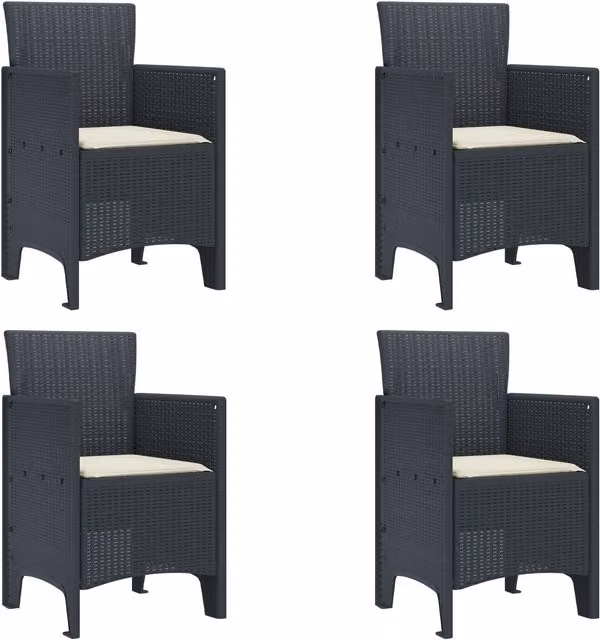 Berkfield Home Set of 4 Anthracite Polypropylene Garden Chairs
