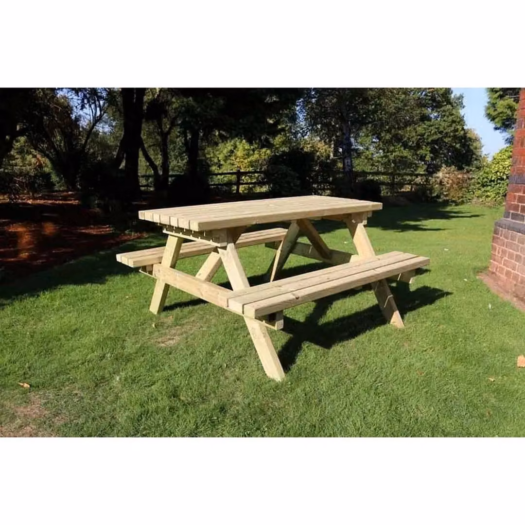 Churnet Valley Garden Furniture Ltd Deluxe A-frame Picnic Table in Brown, W/D/H: 150 x 150 x 76 cm – 2