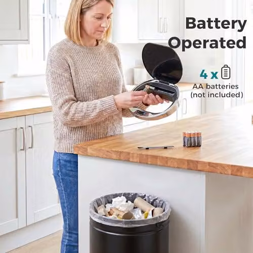 HOMCOM 42L Sensor Bin in Black Stainless Steel with Soft-Close and Fingerprint-Proof Lid, W/D/H: 30.5 x 30.5 x 68 cm – 6