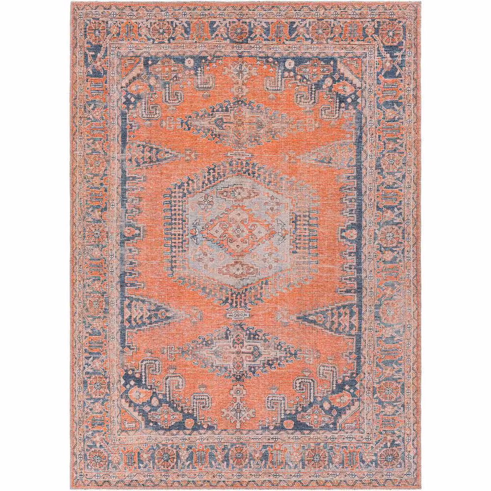 Livabliss Vintage Boho Machine Woven Washable Living and Dining Room Rug in Burnt Orange, Blue and Brown, W/D/H: 120 x 170 cm – 2