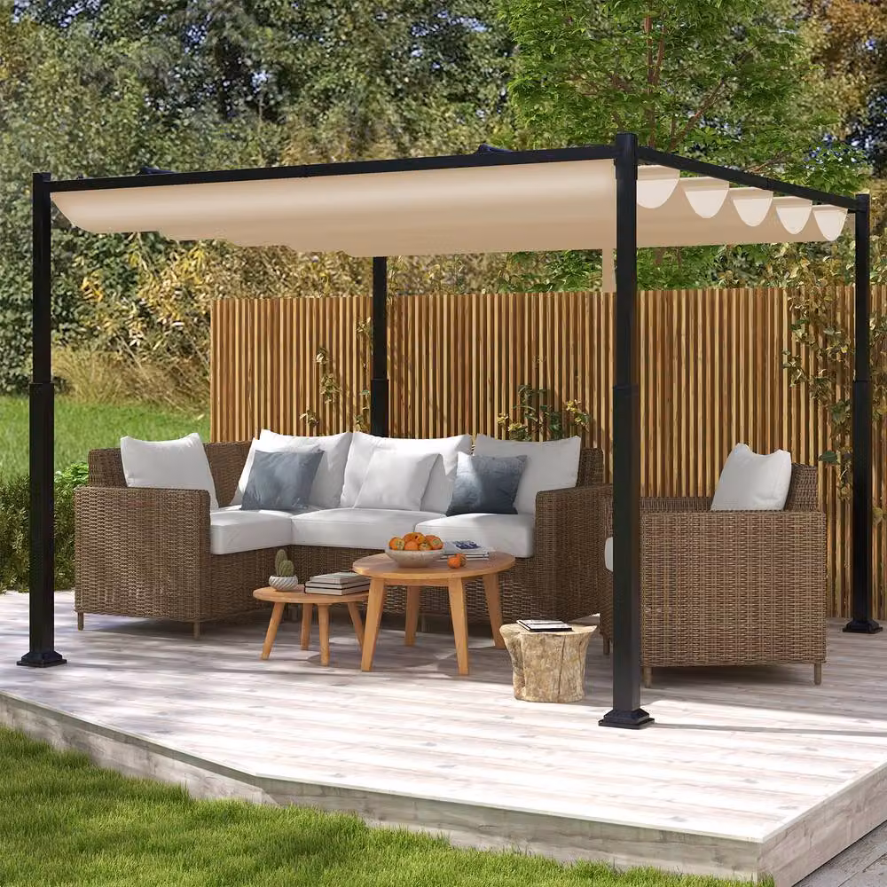 Costway Modern Outdoor Pergola Sunshade Pavilion Gazelle in Beige, W/D/H: 310 x 310 x 225 cm – 3