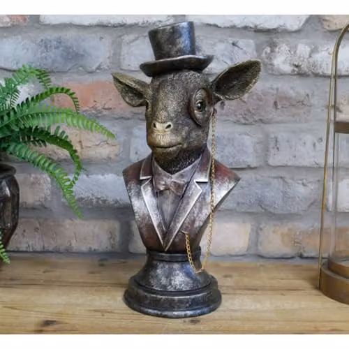 Gifts Direct 2 U Bronze Goat Bust Ornament with Monocle and Top Hat, H 35.0 cm x W 15.0 cm x D 15.0 cm – 3