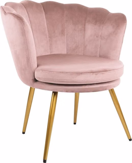 Home Garden Direct Tiana Shell Accent Chair in Silver Pink Velvet with Armrests