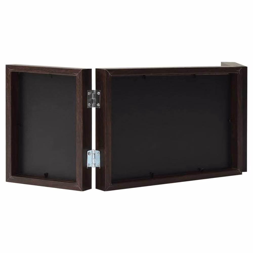 Berkfield Home Trifold Photo Frame Collage in Dark Brown, W: 28 cm, H: 18 cm – 3