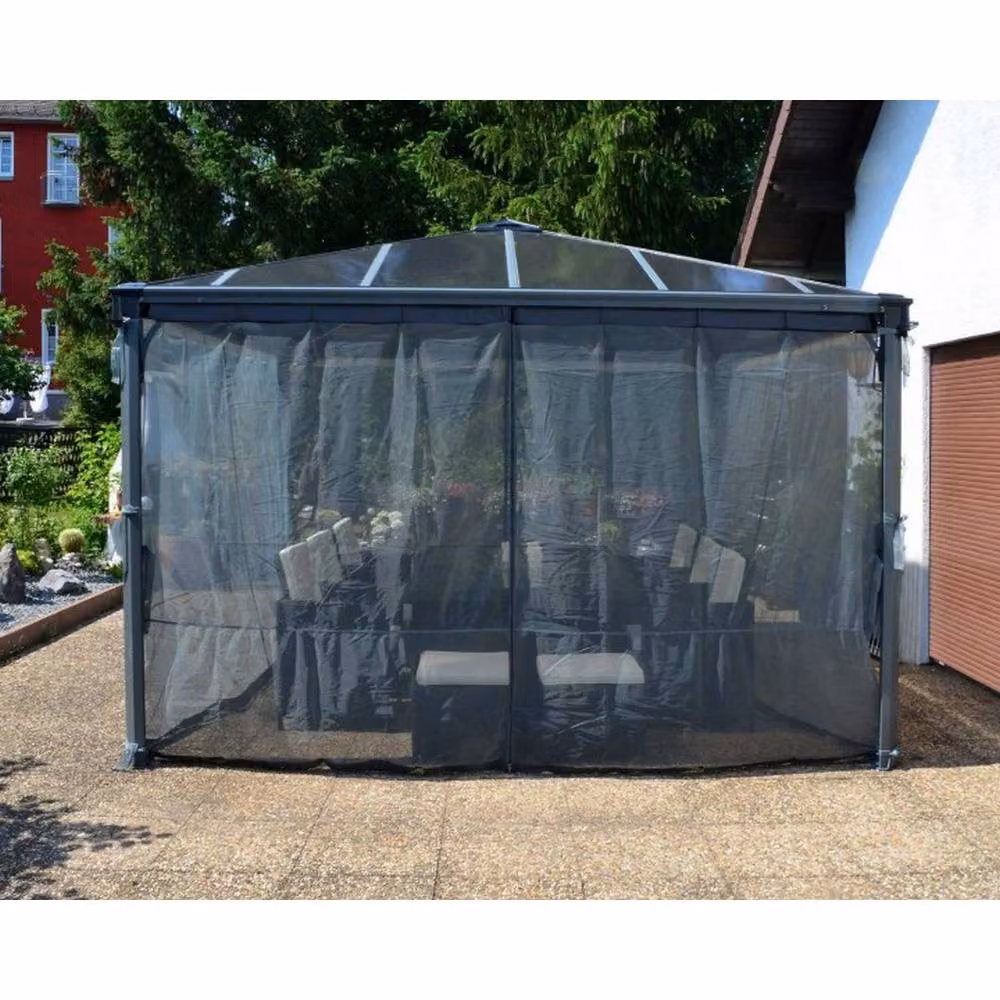 Palram Canopia Grey Net Curtain Set for Square Gazebo – 4