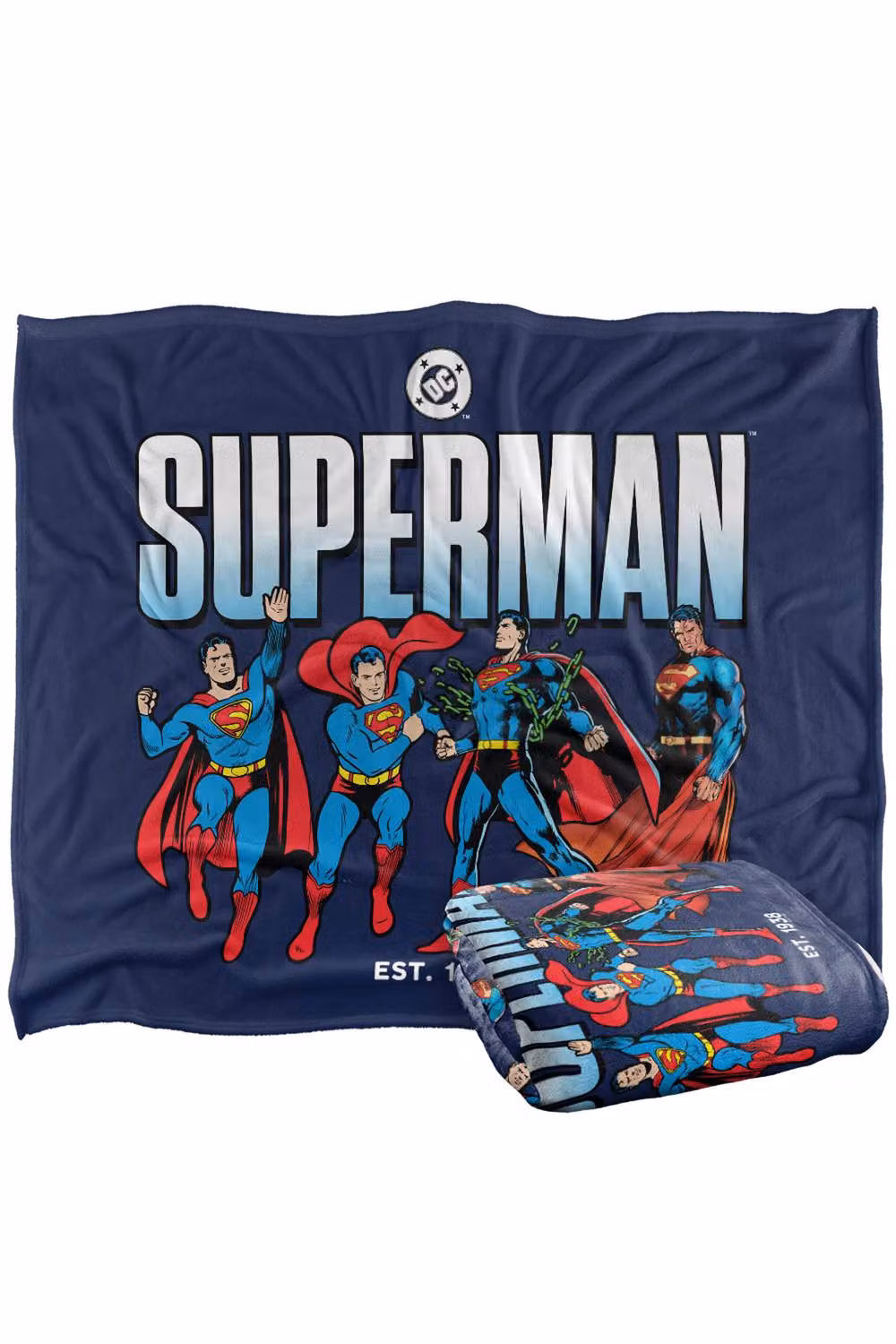 Warner Bros. Superman Across The Years Line Up Super Soft Fleece Throw Blanket, Multicolour, W: 152 cm, D: 127 cm – 7