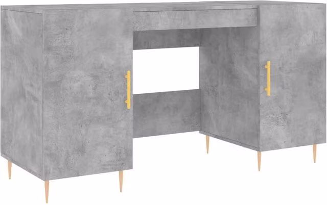 Berkfield Home Industrial Writing Desk in Grey and Gold, W/D/H: 140 x 50 x 75 cm