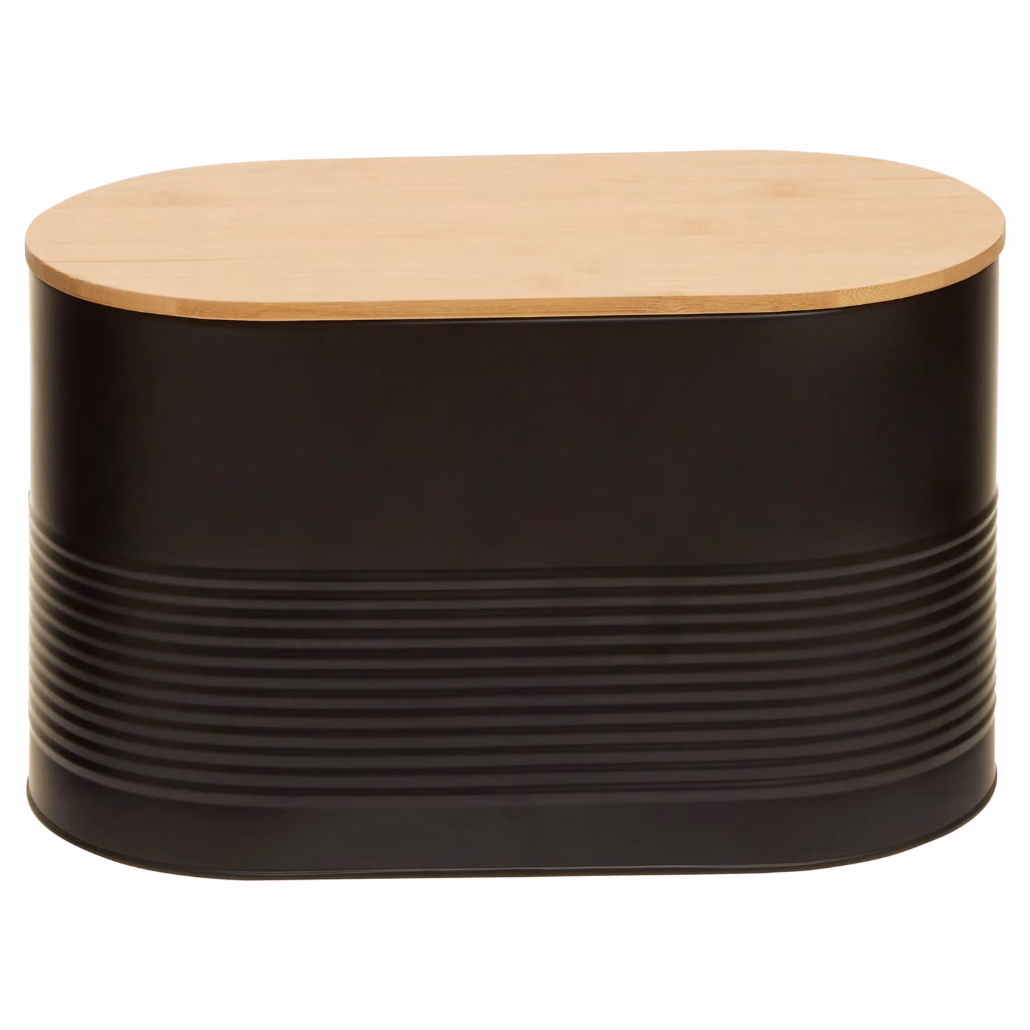 Orsina Alton Black Bread Bin in Black Metal with Bamboo Lid – 2
