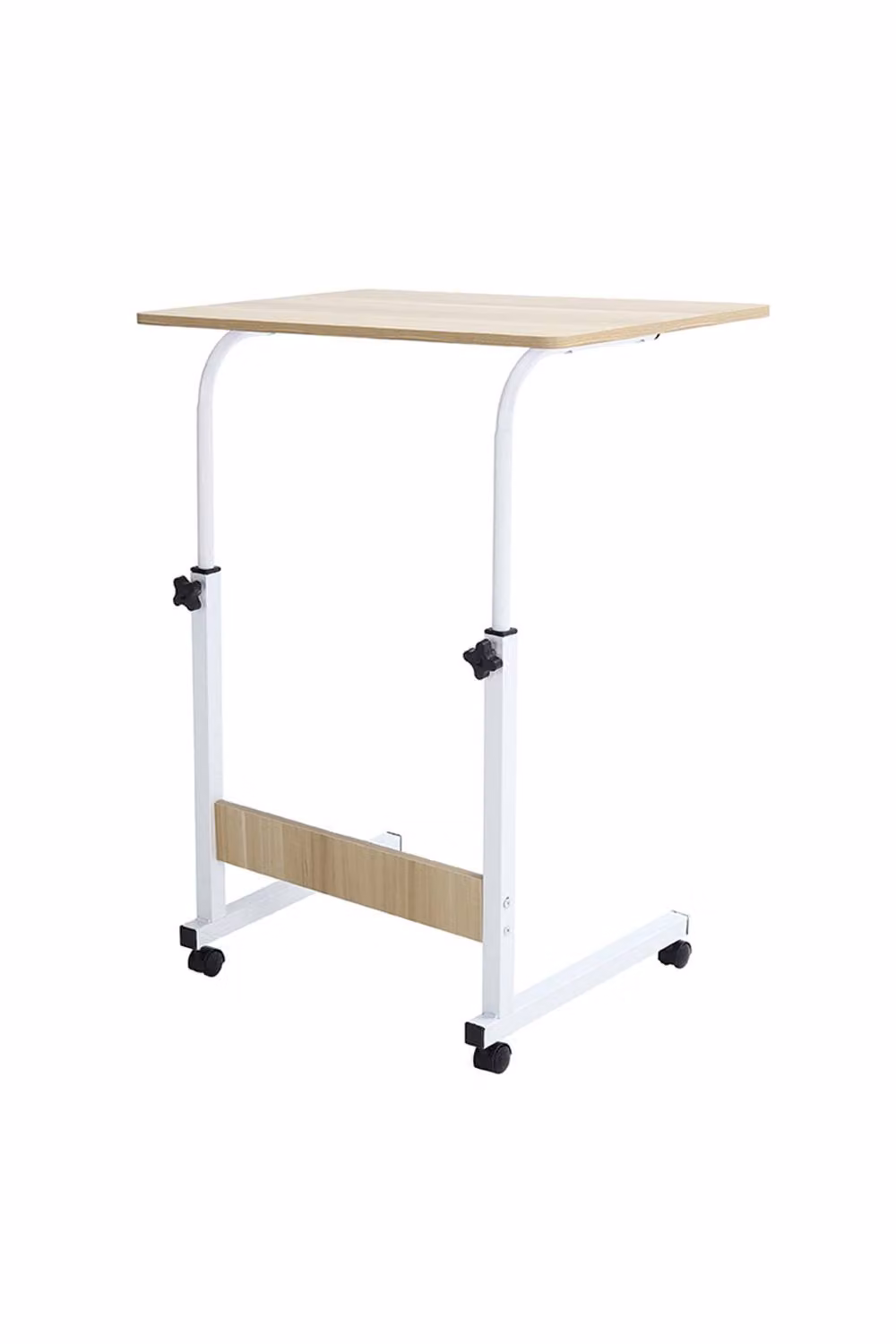 ExtraStar Height Adjustable Overbed Table with Wheels and Manual Crank, Beige Multifunction Desk – 2