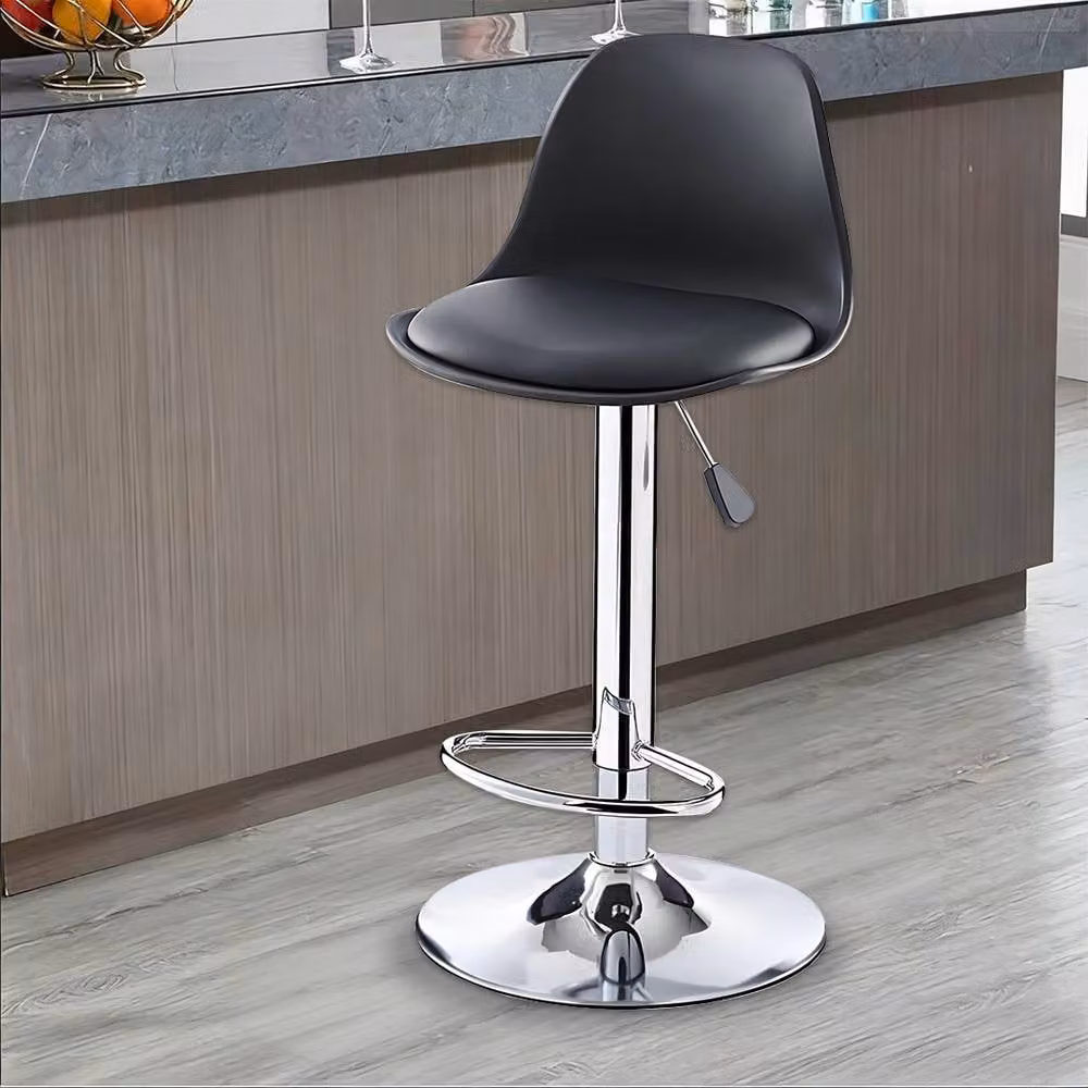 Havendro Set of 2 Black Synthetic Leather Adjustable Bar Stools with Gas Lift and 360 Degree Swivel – 3