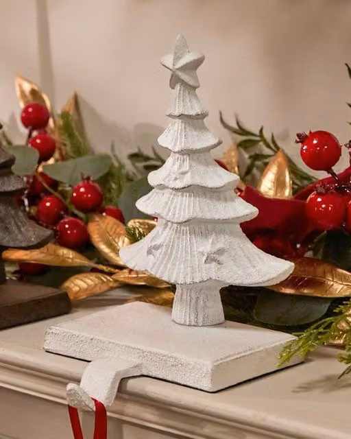 Dibor Set of 2 White Cast Iron Decorative Christmas Stocking Holders – 1