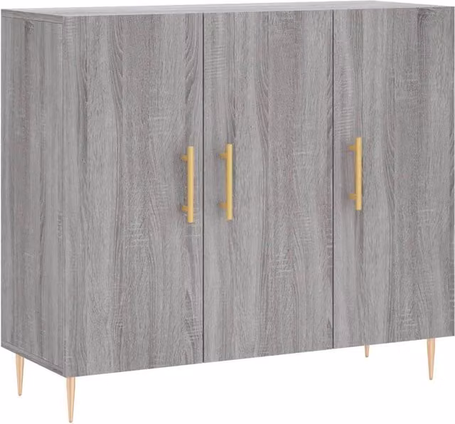 Berkfield Home Grey Sonoma Sideboard in Engineered Wood, W/D/H: 90 x 34 x 80 cm