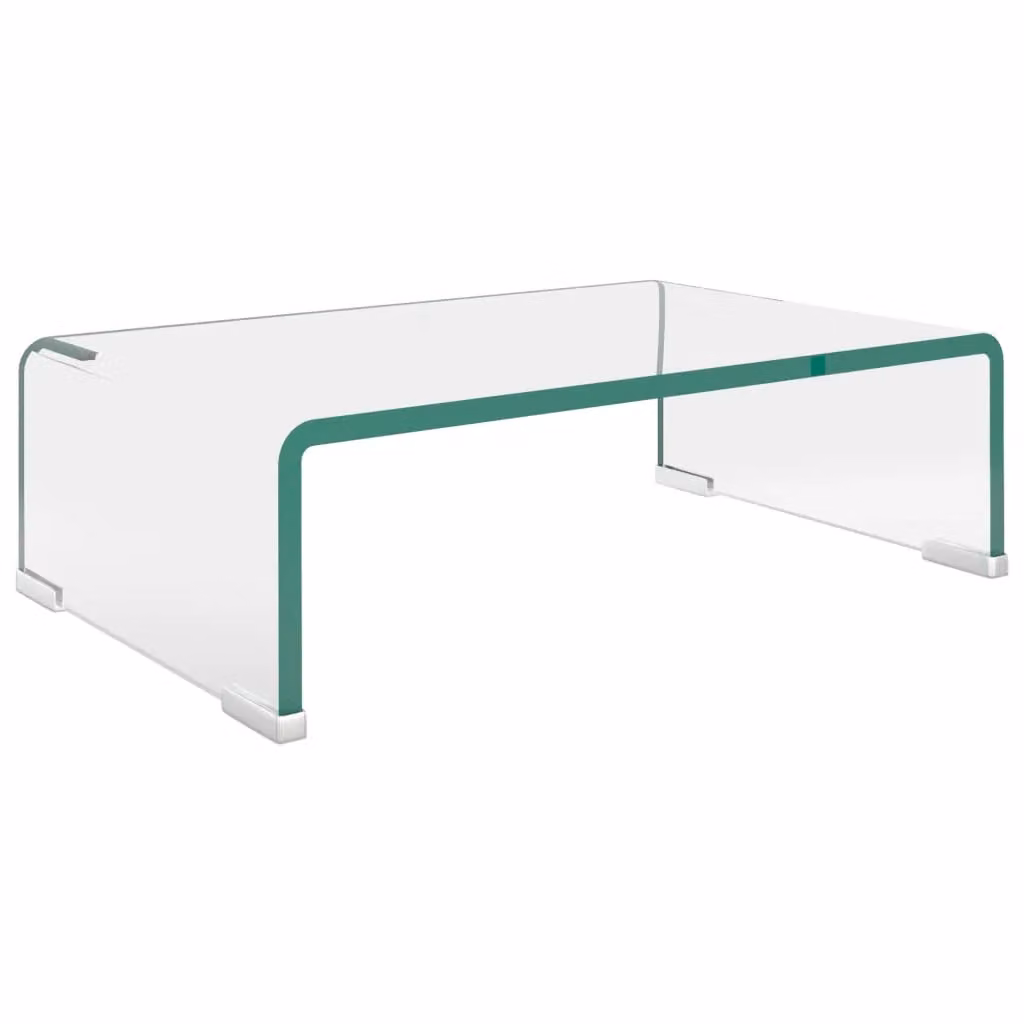 Berkfield Home Clear Glass TV Stand and Monitor Riser, W/D/H: 40 x 25 x 11 cm – 2