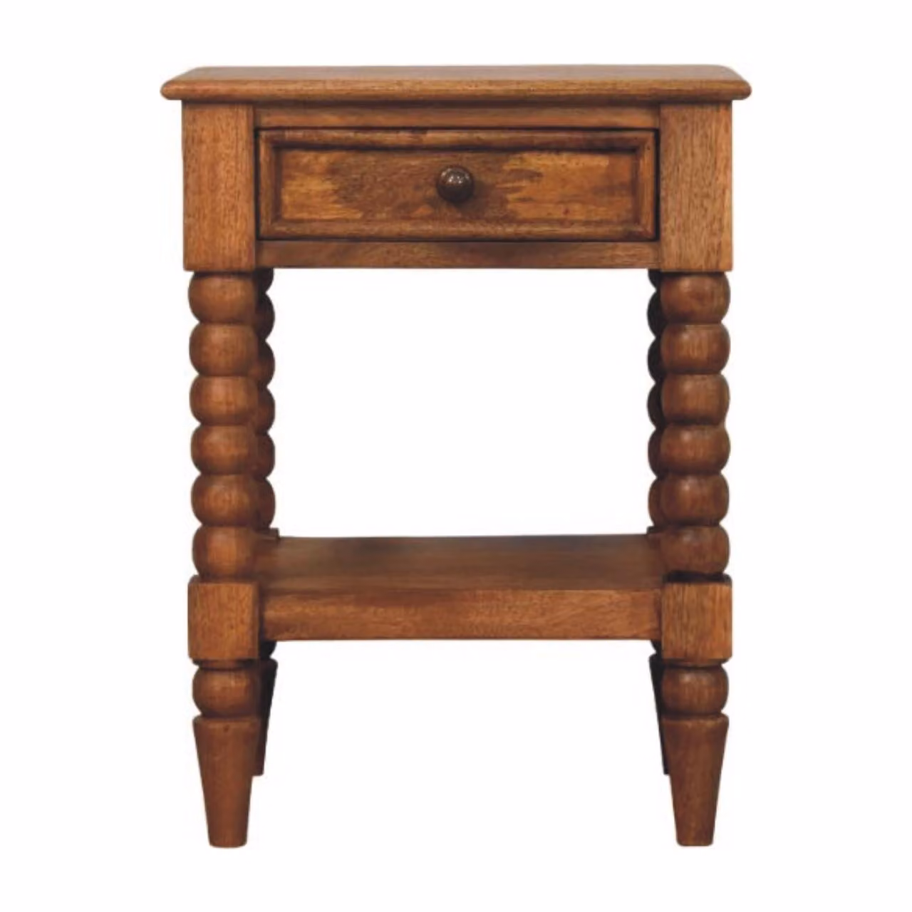 Aosom UK Solid Wood Spindle Bedside Table with Drawer and Shelf in Brown, W/D/H: 45 x 35 x 60 cm – 2