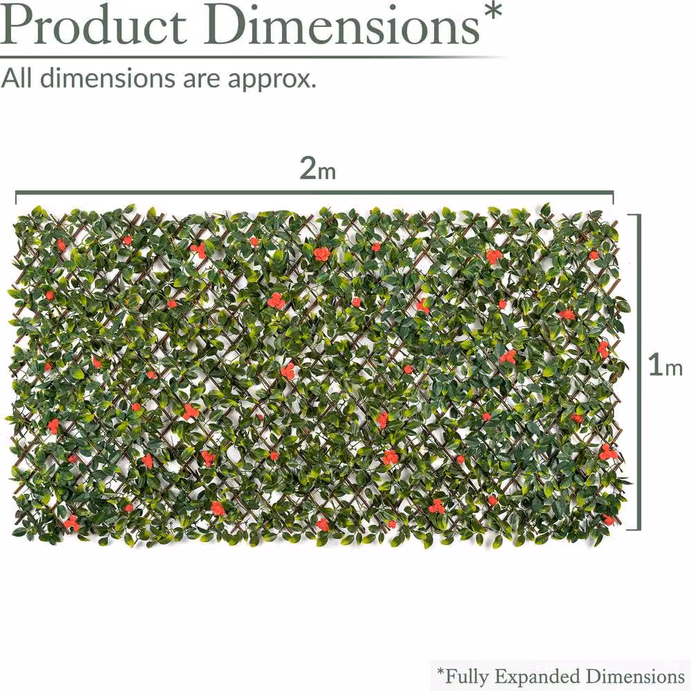 Christow Red and Green Expanding Artificial Leaf Flower Trellis Garden Screening, W: 100 cm, H: 200 cm – 5