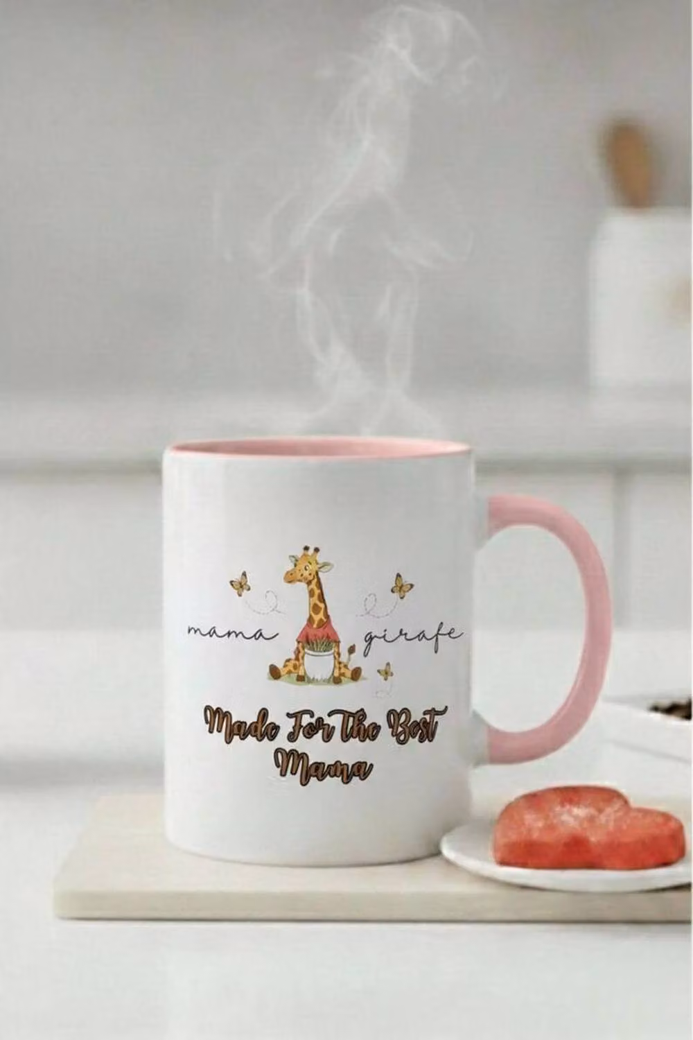 Dyzi Mama Giraffe White Ceramic Mother's Day Mug, 11oz – 2