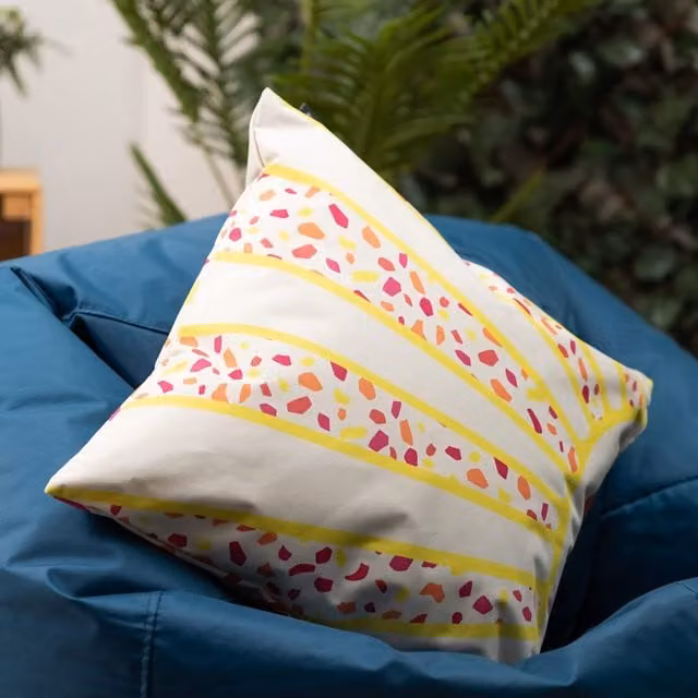 icon Sun & Rainbow Soleil Outdoor Cushion in White, W/D/H: 43 x 43 x 43 cm