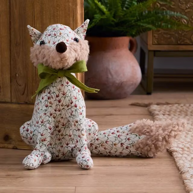 Voyage Maison Felix Fox Door Stop in Green and Multicolour Floral Textile