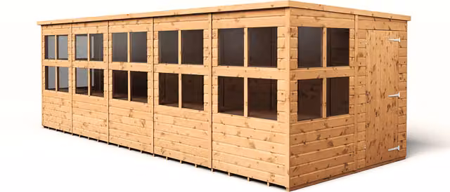 Empire Sheds Brown Pent Potting Shed with Single Door, Windows and Shelving