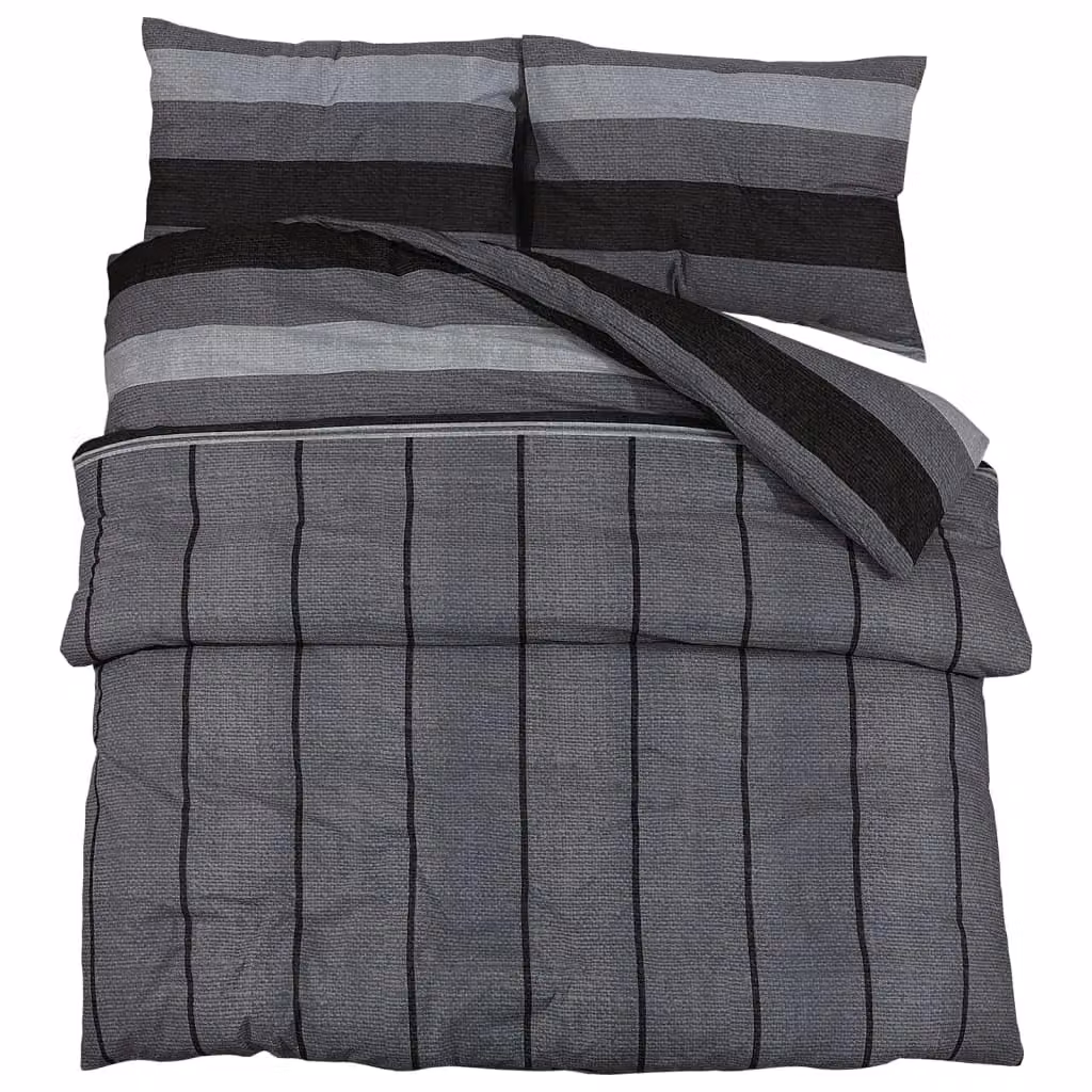 Berkfield Home Cotton Duvet Cover and Pillowcase Set in Grey, W: 155 cm, L: 220 cm – 2