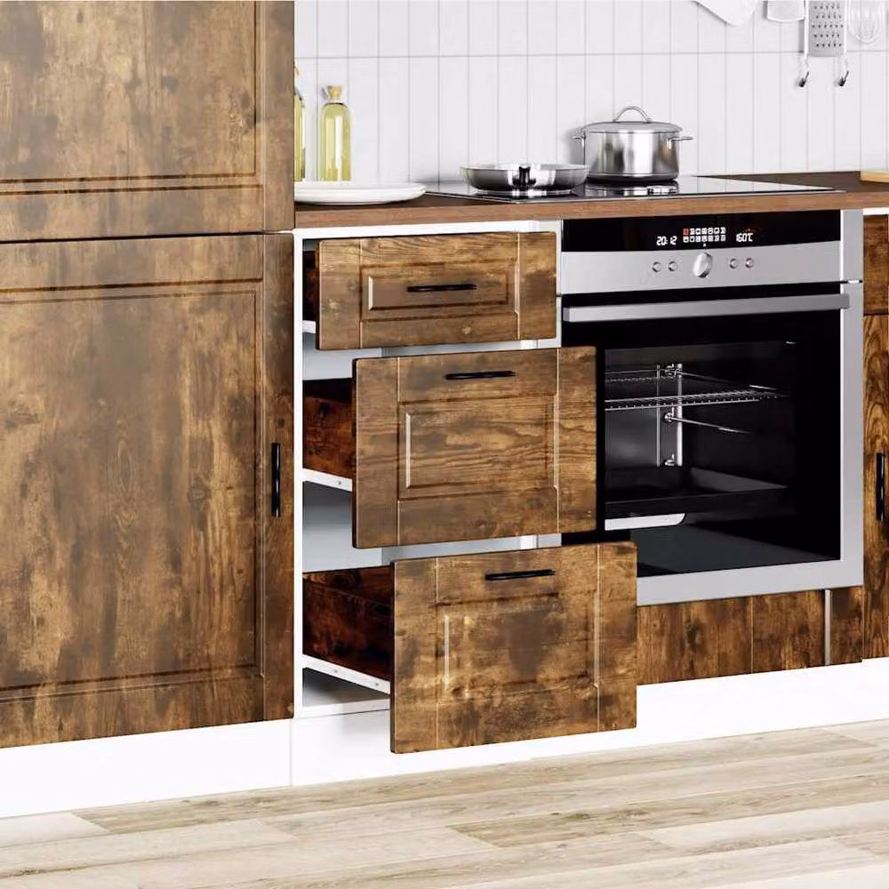 Berkfield Home Porto Kitchen Base Cabinet in Brown Smoked Oak Engineered Wood – 2