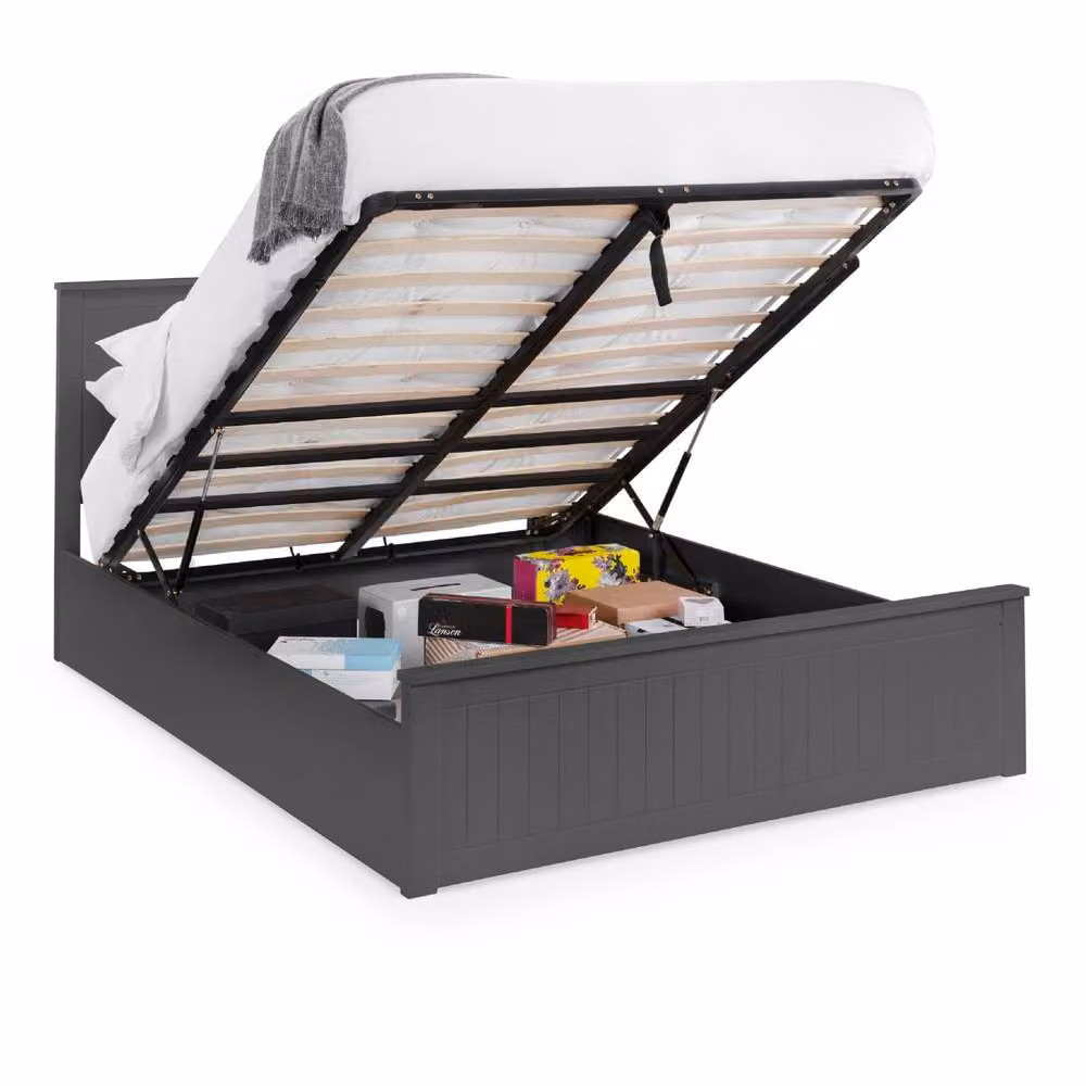 Cheshire Garnet Upholstered Ottoman Storage Bed in Anthracite Grey, Double, W/D/H: 140 x 200 cm – 2