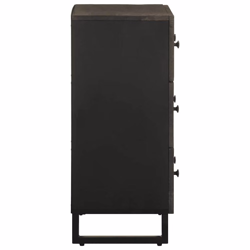Berkfield Home Set of 2 Modern Black Mango Wood Sideboards, W/D/H: 60 x 33 x 75 cm – 2