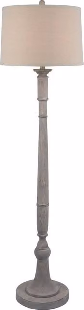 Lemon Pavilion Furniture and Decor Stella Floor Lamp with Linen Shade in White and Grey, W/D/H: 41 x 41 x 154 cm