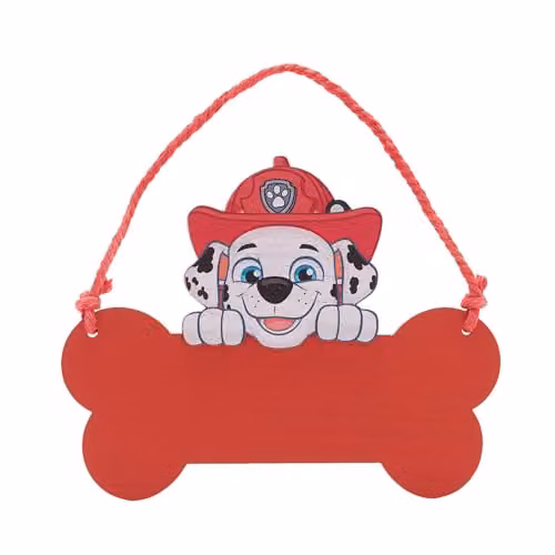 Widdop Bingham & Co Ltd Paw Patrol Marshall Wooden Hanging Wall Plaque, Red