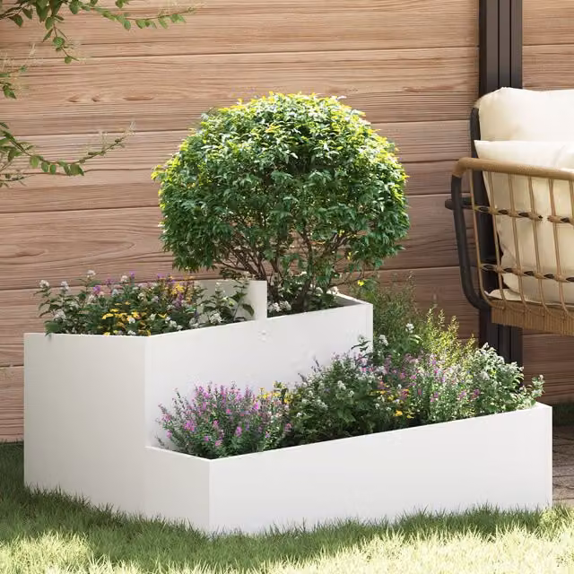 Berkfield Home Modern Rectangular Planter in White, W/D/H: 80 x 80 x 50 cm – 1