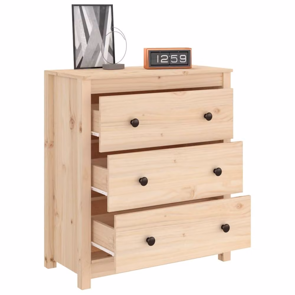 Berkfield Home Solid Wood Pine Sideboard in Beige, W/D/H: 70 x 35 x 80 cm – 2