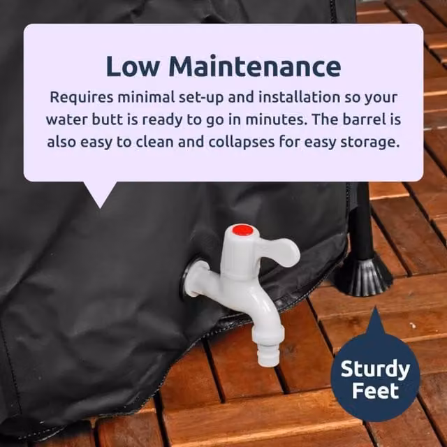 Idooka 250 l Collapsible Black PVC Rain Barrel