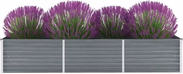 Berkfield Home Garden Galvanised Steel Raised Bed in Grey, W: 240 cm, D: 80 cm, H: 45 cm – 1